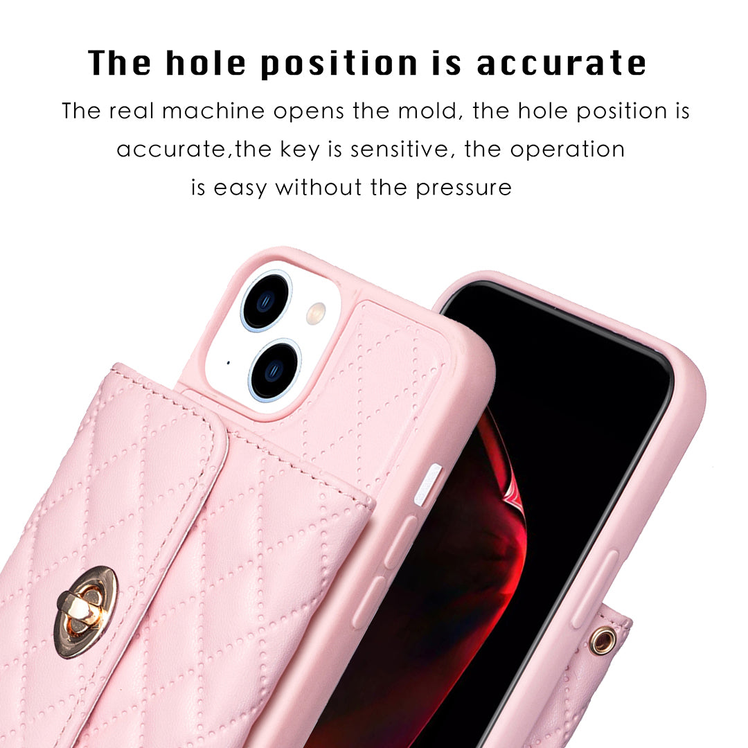 BF21-Style For iPhone 14 Plus Card Holder Phone Case PU Leather TPU Kickstand Cover with Shoulder Strap BF21-Style For iPhone 14 Plus Card Holder Phone Case PU Leather TPU Kickstand Cover with Shoulder Strap
